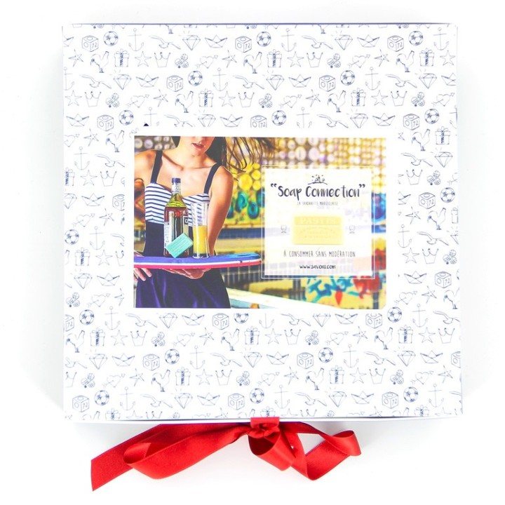 Coffret cadeau Soap Connection pour savons avec ruban rouge en satin