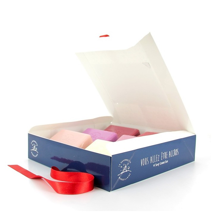 Coffret cadeau Soap Connection pour savons avec ruban rouge en satin